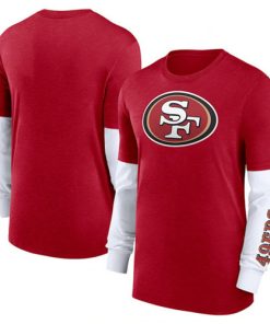 Men's San Francisco 49ers Heather Scarlet Slub Fashion Long Sleeve T-Shirt
