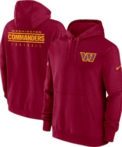 Men's Washington Commanders Burgundy Sideline Club Fleece Pullover Hoodie