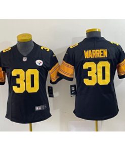 Nike Steelers 30 James Conner Black Color Rush Limited Women Jersey