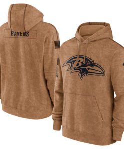 Men's Baltimore Ravens 2023 Brown Salute To Service Pullover Hoodie