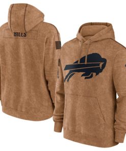 Men's Buffalo Bills 2023 Brown Salute To Service Pullover Hoodie