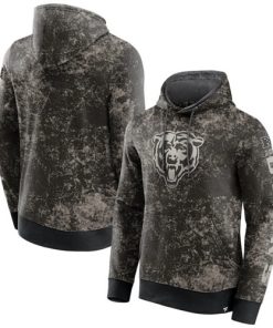 Men's Chicago Bears Black Gray Blackout Tonal Pullover Hoodie