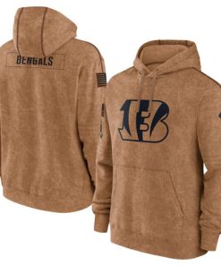 Men's Cincinnati Bengals 2023 Brown Salute To Service Pullover Hoodie
