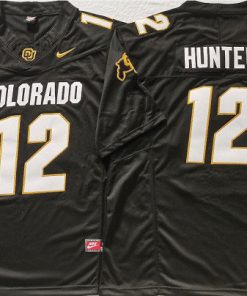 Men's Colorado Buffaloes #12 Travis Hunter Black With PAC-12 Patch Football Stitched Jersey1