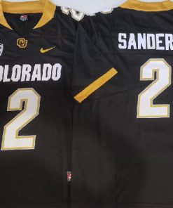 Men's Colorado Buffaloes #2 Shedeur Sanders Black With PAC-12 Patch Football Stitched Jersey
