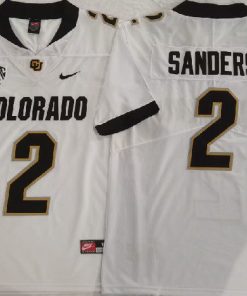 Men's Colorado Buffaloes #2 Shedeur Sanders White With PAC-12 Patch Football Stitched Jersey