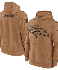 Men's Denver Broncos 2023 Brown Salute To Service Pullover Hoodie