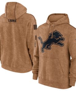 Men's Detroit Lions 2023 Brown Salute To Service Pullover Hoodie