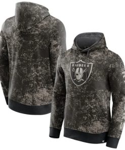 Men's Las Vegas Raiders Black Gray Blackout Tonal Pullover Hoodie