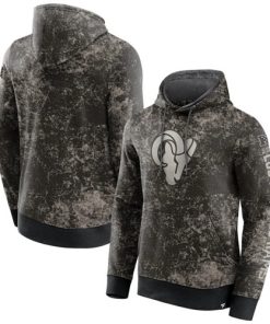 Men's Los Angeles Rams Black Gray Blackout Tonal Pullover Hoodie