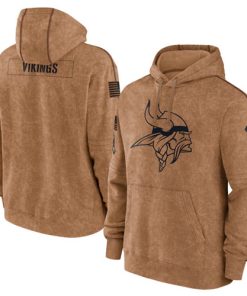 Men's Minnesota Vikings 2023 Brown Salute To Service Pullover Hoodie