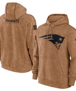 Men's New England Patriots 2023 Brown Salute To Service Pullover Hoodie