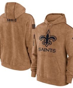 Men's New Orleans Saints 2023 Brown Salute To Service Pullover Hoodie