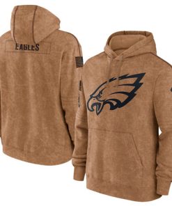 Men's Philadelphia Eagles 2023 Brown Salute To Service Pullover Hoodie