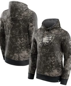 Men's Philadelphia Eagles Black Gray Blackout Tonal Pullover Hoodie