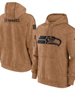 Men's Seattle Seahawks 2023 Brown Salute To Service Pullover Hoodie