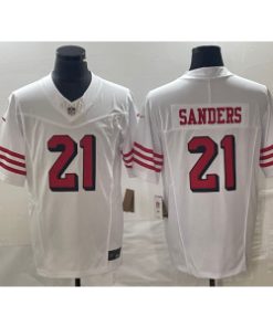Nike 49ers 21 Deion Sanders White Throwback 2023 F.U.S.E Vapor Limited Men Jersey
