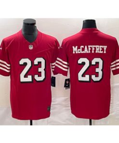 Nike 49ers 23 Christian McCaffrey Red Throwback 2023 F.U.S.E Vapor Limited Men Jersey