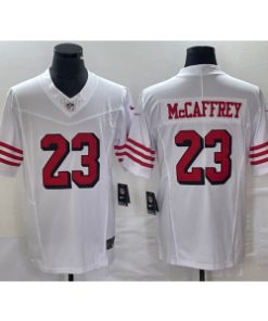 Nike 49ers 23 Christian McCaffrey White Throwback 2023 F.U.S.E Vapor Limited Men Jersey