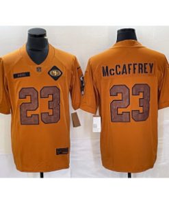 49ers 23 Christian McCaffrey 2023 Brown Salute To Service Limited Men Jersey