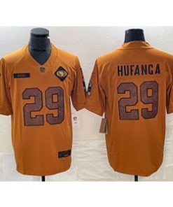 49ers 29 Talanoa Hufanga 2023 Brown Salute To Service Limited Men Jersey