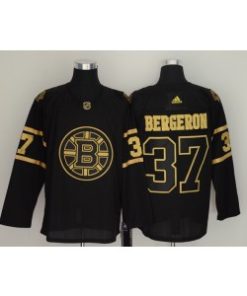 Bruins 37 Patrice Bergeron Black Gold Adidas Men Jersey