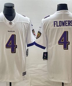 Men's Baltimore Ravens #4 Zay Flowers White Vapor Untouchable Football Jersey