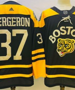 Men's Boston Bruins #37 Patrice Bergeron Black Classic Primegreen Stitched Jersey
