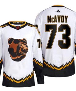 Men's Boston Bruins #73 Charlie McAvoy White 2022-23 Reverse Retro Stitched Jersey