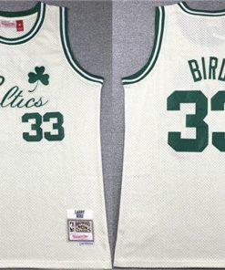 Men's Boston Celtics #33 Larry Bird White Throwback Stitched Jersey
