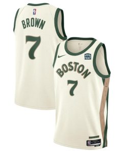 Men's Boston Celtics #7 Jaylen Brown White 2023-24 City Edition Stitched Basketball Jersey