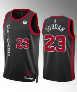 Men's Chicago Bulls #23 Michael Jordan Black 2023-24 City Edition Stitched Basketball Jersey