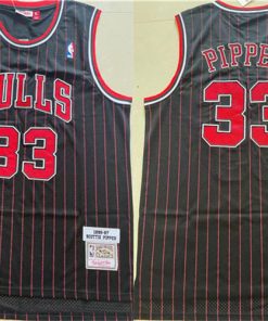 Men's Chicago Bulls #33 Scottie Pippen Black 1996-97 Throwback Stitched Jersey
