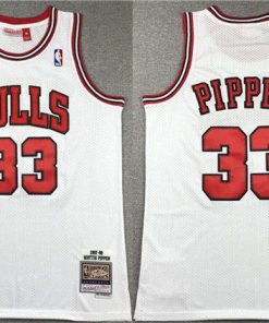 Men's Chicago Bulls #33 Scottie Pippen White 1997-98 Stitched Basketball Jersey