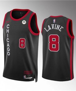 Men's Chicago Bulls #8 Zach LaVine Black 2023-24 City Edition Stitched Basketball Jersey