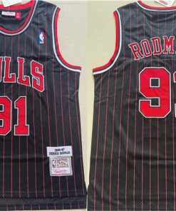 Men's Chicago Bulls #91 Dennis Rodman Black 1996-97 Throwback Stitched Jersey