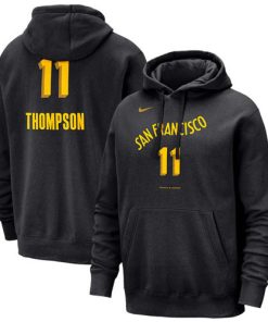 Men's Golden State Warriors #11 Klay Thompson Black 2023-24 City Edition Name Number Pullover Hoodie