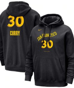Men's Golden State Warriors #30 Stephen Curry Black 2023-24 City Edition Name Number Pullover Hoodie
