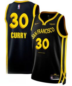 Men's Golden State Warriors #30 Stephen Curry Black 2023-24 City Edition Stitched Basketball Jersey