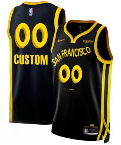 Men's Golden State Warriors Active Player Custom Black 2023-24 City Edition Stitched Jersey