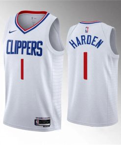 Men's Los Angeles Clippers #1 James Harden White 2023 Association Edition Stitched Jersey