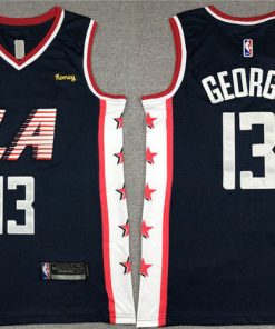 Men's Los Angeles Clippers #13 Paul George Navy 2022-23 City Edition With NO.6 Patch Stitched