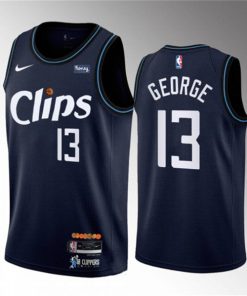 Men's Los Angeles Clippers #13 Paul George Navy 2023-24 City Edition Stitched Jersey