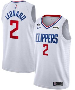 Men's Los Angeles Clippers #2 Kawhi Leonard White With NO.6 Patch Stitched Jersey
