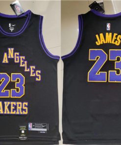 Men's Los Angeles Lakers #23 LeBron James Black Stitched Basketball Jersey