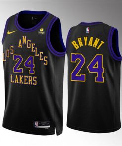 Men's Los Angeles Lakers #24 Kobe Bryant Black 2023-24 City Edition Stitched Basketball Jersey