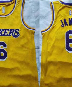 Men's Los Angeles Lakers #6 LeBron James Yellow Stitched Basketball Jersey