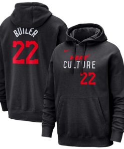 Men's Miami Heat #22 Jimmy Butler Black 2023-24 City Edition Name Number Pullover Hoodie