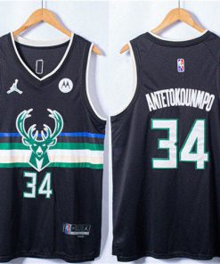 Men's Milwaukee Bucks #34 Giannis Antetokounmpo Black Stitched Basketball Jersey1