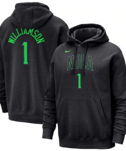Men's New Orleans Pelicans #1 Zion Williamson Black 2023-24 City Edition Name Number Pullover Hoodie